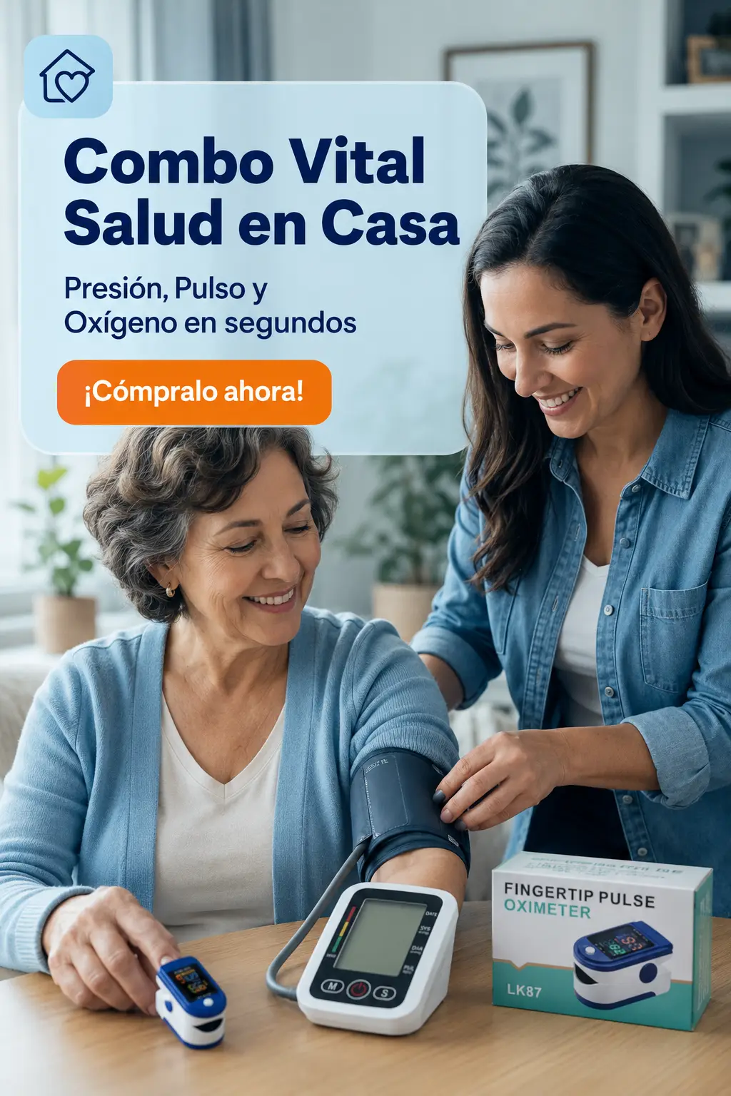 Midiendo la presión en casa a un familiar